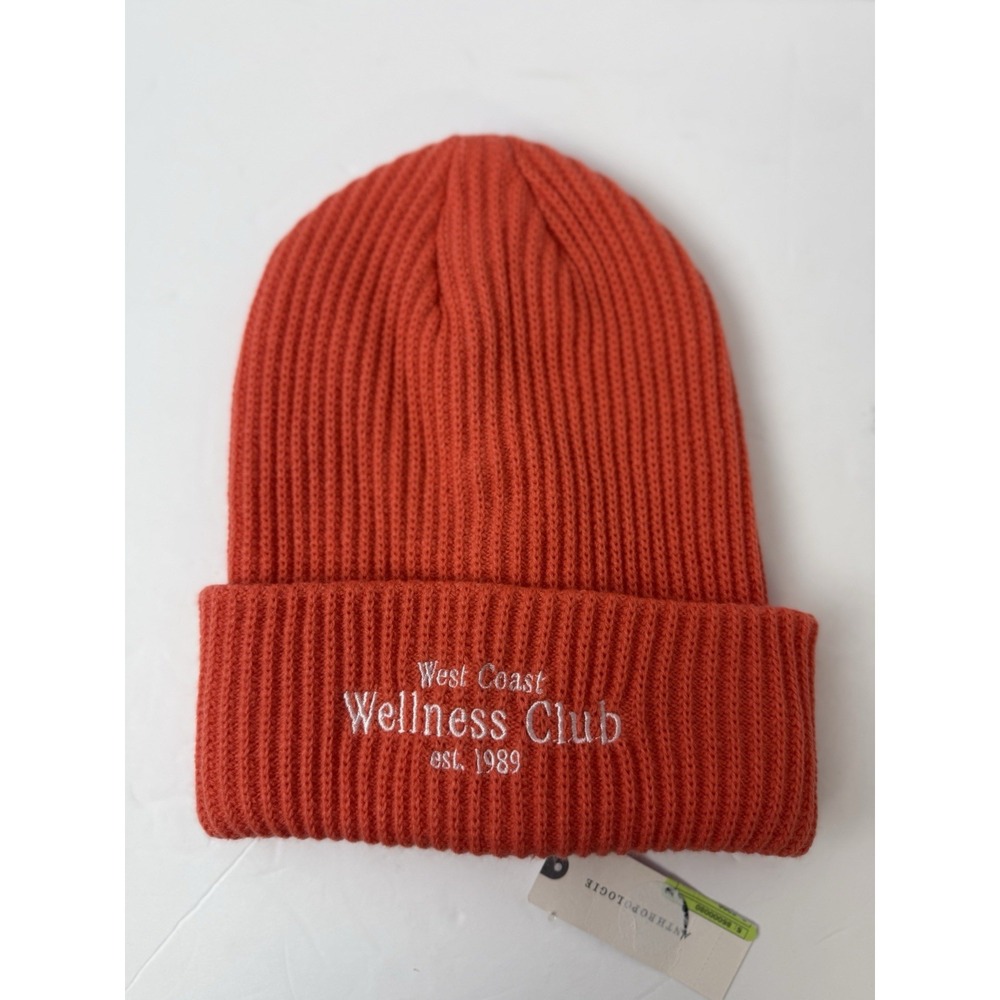 Anthropologie Daily Practice West Coast Wellness Club Coral Beanie Hat One‎ Size